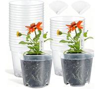 Lot de 30 pots de fleurs transparents en plastique robuste avec trous de drainage pour le bien-être des plantes et 50 étiquettes pour une organisation facile