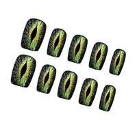 Lot de 30 presses sur ongles avec yeux du diable et motifs chatoyants, longueur courte, forme carrée brillante, faux ongles pour femmes
