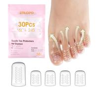 Lot de 30 protections d'orteils en silicone pour femme - Anti-friction - Double taille - Pour les ampoules et le soulagement de la douleur - Manchons transparents et respirants pour un confort tout au