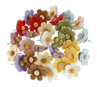 Lot de 30 punaises en forme de fleur - 10 couleurs - En résine - Réutilisables - Avec boîte de rangement - Pour tableau en liège, carte, photos, calendrier, bureau, maison (image)