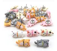 Lot de 30 punaises en plastique en forme de chat mignon pour tableau en liège, bureau, école, maison, décoration à faire soi-même