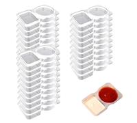 Lot de 30 récipients à épices réutilisables avec deux compartiments, empilables pour vinaigrette, boîte à lunch, accessoires portables, pour la préparation de sauce