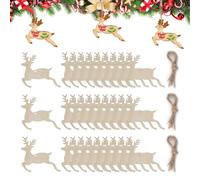 Lot de 30 rondelles en Bois Naturel - Élan - À Suspendre - Décoration de Sapin de Noël