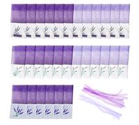 Lot de 30 sachets de Lavande avec 30 Rubans de Fils - Violette - Organisateur pour Petits Objets - Sacs parfumés - Sacs avec Cordon de Serrage - Sacs en Organza pour Lavande - Rangement des épices