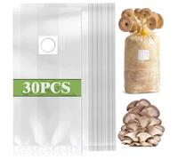 Lot de 30 sacs de culture de champignons - 32 x 50 cm - Avec filtre de 0,2 microns - Sac de culture de champignons de 0,06 mm d'épaisseur - Pour champignons shiitake, champignons, pleurotes, grains