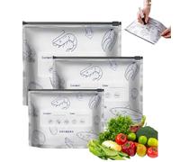 Lot de 30 sacs de rangement réutilisables en aluminium - Sacs De Congélation À Fermeture Éclair, conservation prolongée des aliments avec espace pour étiquettes Pour Cuisine Réfrigérateur Viande Salad