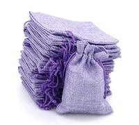 Lot de 30 sacs en toile de jute réutilisables avec cordon de serrage - 10 x 14 cm - Petits sacs cadeaux pour bijoux, bricolage, artisanat, mariage, fête (violet clair)