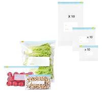 Lot de 30 sacs réutilisables - Grands, moyens et petits - Sacs de rangement pour sandwich - Cuisine légumes lait collations