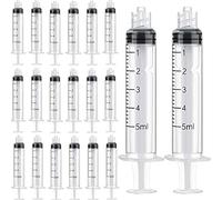 Lot de 30 Seringues Luer Lock 5 ml, Scellées Individuellement Stériles en Plastique, pour Artisanat et Alimentation des Animaux de Compagnie