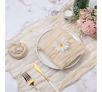 Lot de 30 serviettes de table en gaze vert gaze - En coton doux - Style vintage bohème - 50 x 50 cm - Pour mariage, fête, enterrement de vie de jeune fille, café, restaurant (beige 30)