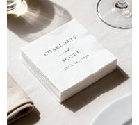 Lot de 30 serviettes de table personnalisées avec nom et date - 12,2 x 12,2 cm - Pour mariage, fiançailles, fête prénuptiale, anniversaire de mariage, réception