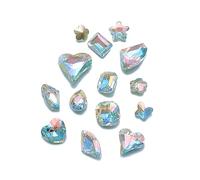 Lot de 30 strass en verre de cristal 3D à fond pointu pour manucure, accessoires de décoration d'ongles de couleurs mélangées, cristaux à fond pointu pour manucure