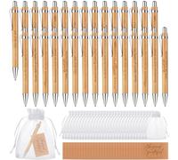 Lot de 30 stylos à bille inspirants en bois avec carte de remerciement - Stylo à bille motivant - Petit cadeau d'adieu pour éducateur, enseignant, collègue de travail