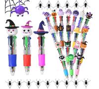 Lot de 30 stylos multicolores 4 en 1 rétractables pour enfants, stylos à bille en forme de tête de mort, de citrouille, fantôme, pour Halloween, fête, école, bureau, sacs de remplissage