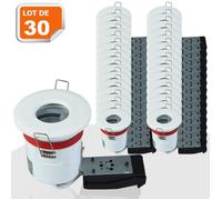 Lot de 30 Support de spot BBC Etanche IP65 Blanc 87mm avec douille GU10 automatique ref. 830W