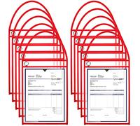 Lot de 30 supports de tickets de boutique, support de commande de travail pour pochettes suspendues de 22,9 x 30,5 cm avec sangle, transparent des deux côtés (rouge)