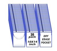 Lot de 30 supports pour ticket de magasin,36x26cm, transparents des deux côtés, bordure noire cousue Manches de commande de réparation réutilisables, les deux côtés clairs (Bleu, 26x36cm-30 pièces)