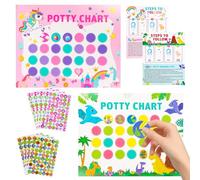 Lot de 30 tableaux d'apprentissage de la propreté pour tout-petits - 2 styles amusants - Tableau de récompense de motivation pour enfants - Dinosaures de la forêt tropicale - Licorne rose