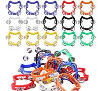 Lot de 30 tambourins demi-lune en plastique avec clochettes pour enfants, tambourins à main pour bébé, avec 4 cloches, instruments de percussion pour adultes, tout-petits à la maison, à l'école