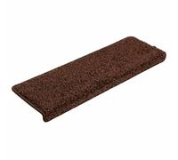 Lot de 30 tapis d'escalier rectangulaires marron 65 x 21 x 4 cm | 100 % polypropylène bouclé, poids des poils 700 g/m², ruban adhésif double face, lavable, pliable, bord rectangulaire