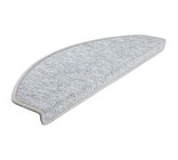 Lot de 30 tapis d'escalier semi-circulaires, 65 x 24 x 4 cm, gris clair | 100 % polypropylène bouclé, ruban adhésif double face, lavable, antidérapant, poils de 3,5 mm