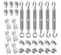 Lot de 30 tendeurs de câble M4, tendeurs de câble métallique de 3 mm, en acier inoxydable, en forme de U et duplex, cosses de câble métallique et serre-câble en aluminium pour le renforcement de la