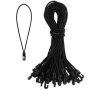 Lot de 30 tendeurs en caoutchouc avec crochets - 25 cm - Tendeur de bâche en caoutchouc avec crochets - Pour bâches de camping (noir)
