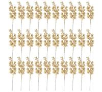 Lot de 30 tiges de baies artificielles en mousse à paillettes de 20 cm pour arbre, couronne, guirlande, bricolage, fête de mariage, vase d'intérieur, arrangements floraux (doré)