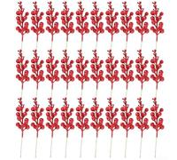 Lot de 30 tiges de baies scintillantes pour embellir tout projet d'artisanat de vacances (rouge)
