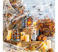 Lot de 30 Toiles d'araignée en Plastique - 60 g - Décoration d'halloween effrayante - Toile d'araignée réaliste - Toile d'araignée Extensible effrayante - Accessoires de fête d'halloween