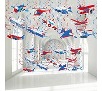 Lot de 30 tourbillons à suspendre en forme d'avion - Fournitures de fête en forme d'avion - Tourbillons de plafond - Pour fête sur le thème de l'avion, fête prénatale, fête d'anniversaire
