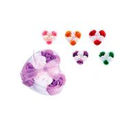 Lot de 30 Trousses avec 6 Fleurs de Savon présentées dans Une boîte cœur avec Ruban - Détails de Mariage, Communions invitées.