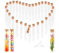 Lot de 30 tubes à essai de 50 ml avec bouchon en liège, 30 x 100 mm, pour fleurs, laboratoire, maison, bricolage, bonbons, épices, liquides