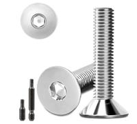 Lot de 30 vis à tête fraisée en acier inoxydable M6 x 30 mm à six pans creux M6 - Vis à tête fraisée - Vis filetée à tête fraisée avec 2 têtes de tournevis hexagonales DIN 7991/ISO 10642 (argenté)