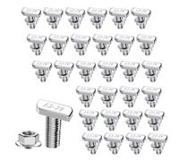 Lot de 30 vis à tête marteau - M10 x 25 mm - Vis à tête marteau avec écrous à dents de blocage - En acier inoxydable A2-70 - Vis en T M10 pour rail à rainure en T, serre, rails profilés