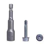 Lot de 30 vis autoforeuses DIN 7504K en acier zingué 6,3 x 32 mm Vis à tôle autoperceuses Tête hexagonale auto-taraudeuse