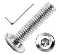 Lot de 30 vis M5 M5 x 20 mm, vis à tête plate hexagonale à six pans creux, boulons M5 en acier inoxydable 304, filetage complet, finition brillante et clé hexagonale Mywish