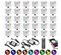 Lot de 30 WIFI Multicolore RGB+Blanc chaud 0.6W Ø31mm Spot Encastrable Exterieur Dimmable Fonctionne Avec Alexa, Google Home,Spots LED Encastrable DC12V Etanche IP67