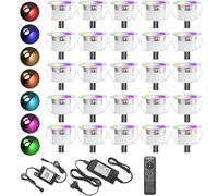 Lot de 30 WIFI RGB Spot Encastrable Exterieur Dimmable 0.6W Fonctionne Avec Alexa, Google Home, DC12V Ø31mm Etanche IP67,Spots Escalier Led Spot Encastrable Sol pour Terrasse Bois