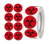 Lot de 300 autocollants de danger biologique imperméables de 2,5 cm - Symbole de danger biologique universel en vinyle pour laboratoires, hôpitaux et utilisation industrielle