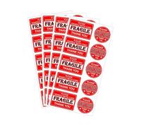 Lot de 300 autocollants de manutention Fragile Expédition « Do not Crush Bend Trample or Fold Labels Please Handle with Care » - Autocollants d'avertissement pour enveloppes, cartons et palettes (rose