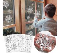 Lot de 300 autocollants de Noël en forme de flocon de neige à paillettes argentées - Décoration de Noël amovible et réutilisable - Idéal pour la décoration et la décoration de Noël