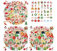 Lot de 300 Autocollants de Noël pour Enfants - Père Noël, Arbre, Flocon de Neige, Décorations - Stickers pour Bouteille d'Eau, Skateboard, Étiquettes Cadeaux