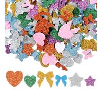 Lot de 300 autocollants en mousse à paillettes colorées en forme de cœur, étoiles, cercle, autocollants pour loisirs créatifs, scrapbooking, décoration d'intérieur, cartes de vœux, enveloppes