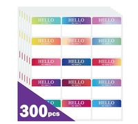 Lot de 300 autocollants imperméables « Hello My Name is » de 7,6 x 5,1 cm, autocollants arc-en-ciel pour l'école, le bureau, la maison