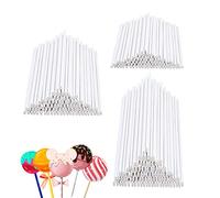 Lot de 300 bâtonnets à gâteau pour pâtisserie, bonbons, décoration de gâteau, blanc, 7,6 cm, 10 cm, 15 cm, trois tailles