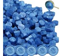 Lot de 300 bâtons de cire à cacheter bleu ciel, ensemble de sceaux de cire octogonaux pour tampons, invitations, cartes, enveloppes, emballages de vin, emballages cadeaux (bleu ciel)