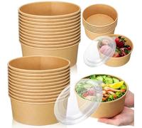 Lot de 300 bols ronds en papier kraft de 1100 ml, respectueux de l'environnement et recyclables, couvercles vendus séparément, récipients alimentaires jetables pour plats à emporter, restauration,