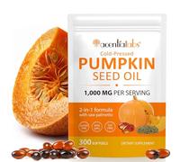 Lot de 300 capsules d'huile de graines de citrouille, extrait de graines de citrouille | Huile de graines de citrouille 2 en 1 pour la croissance des cheveux, pressée à froid, soutient les cheveux, le