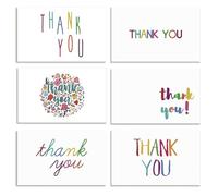 Lot de 300 cartes de remerciement avec 6 motifs, 5,1 x 8,9 cm pour magasins, détaillants en ligne, magasins locaux, fournitures professionnelles, remerciement pour votre commande (alphabet)